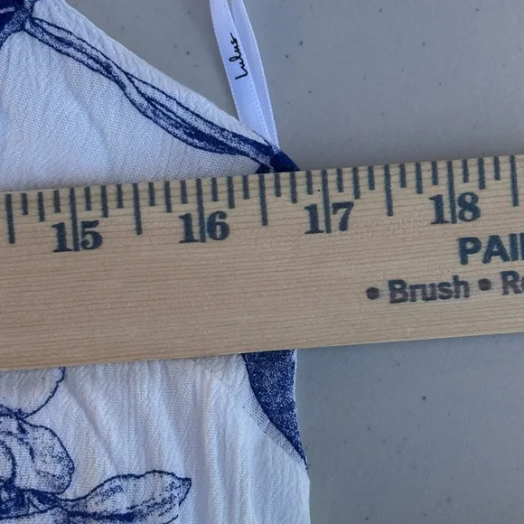 Lulus Garden Bloom White Floral Print Ruffled Shift Dress Blue Mini Small - Picture 8 of 9